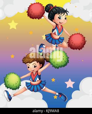 Illustration of the two cheerdancers Stock Vector