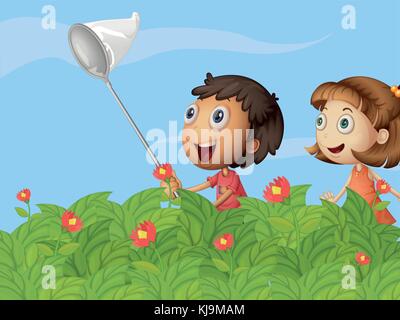 A butterfly catcher in the garden Stock Vector by ©interactimages 20172603