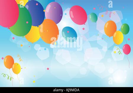 Illustration of the colorful balloons floating in the sky Stock Vector