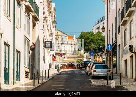 LISBON, PORTUGAL - AUGUST 11, 2017: People Walking Downtown Lisbon City In Portugal Stock Photo