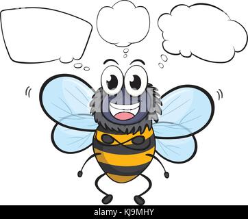 Illustration of the empty callouts and the bee on a white background Stock Vector