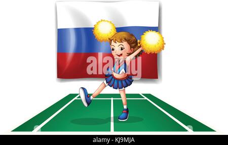 Illustration of the cheerleader and the Russian flag on a white background Stock Vector