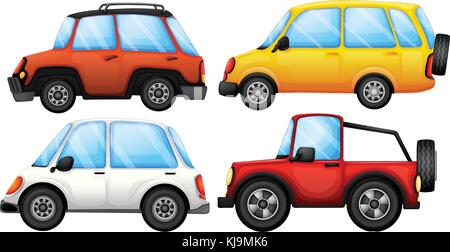 Illustration of the four transportation devices on a white background Stock Vector