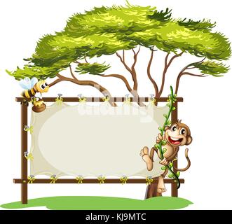 Illustration of a honeybee beside a blank template Stock Vector Image ...