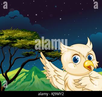 Illustration of a big bird in the forest Stock Vector