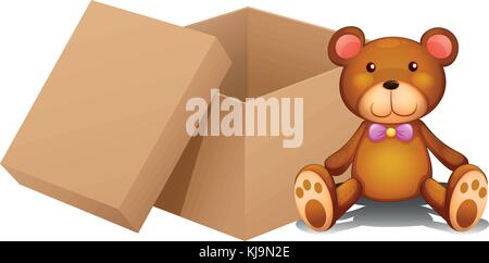 Illustration of a toy and a box on a white background Stock Vector