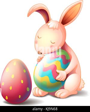 Rabbit Hugging Easter Egg Isolated Coloring Page Stock Vector Image ...