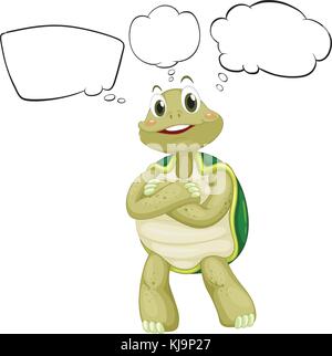 Illustration of a thinking turtle on a white background Stock Vector