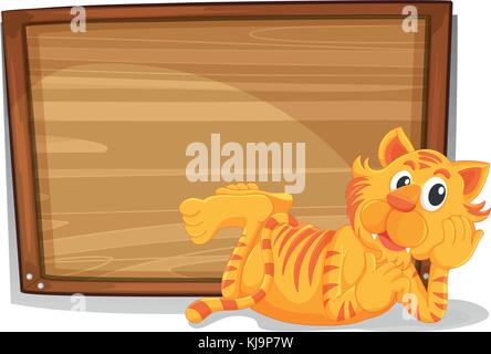 Board template with cute tiger on white background illustration Stock ...