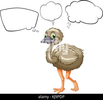 Illustration of a small ostrich on a white background Stock Vector