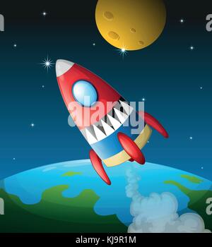 Illustration of a spacecraft in the sky Stock Vector