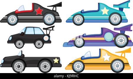 Illustration of the six different cars on a white background Stock Vector