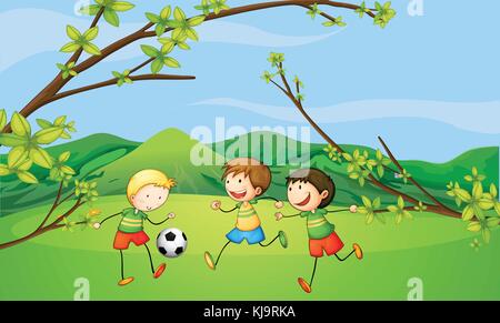 Illustration of the kids playing football Stock Vector