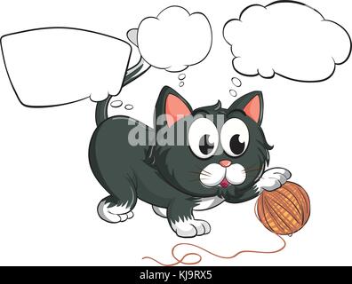 Illustration of a black cat and the empty callouts on a white background Stock Vector