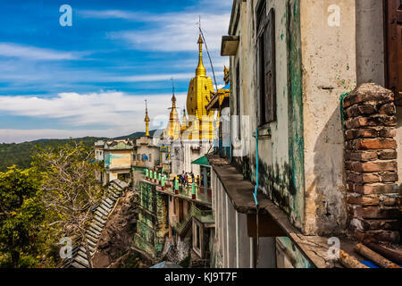 A Buddhist monastery on the top of Taung Kalat (Pedestal Hill) near Mount Popa, Myanmar Stock Photo