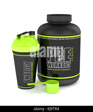 3d render of pre-workout powder in container Stock Illustration