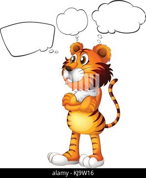 Illustration of a tiger thinking on a white background Stock Vector
