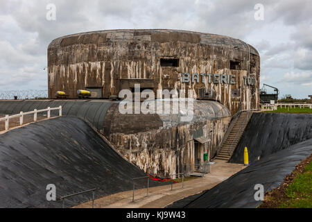 Remnants of the occupying German forces' Atlantic Wall defenses against the invasion of France. disused bunkers litter the landscape. Stock Photo