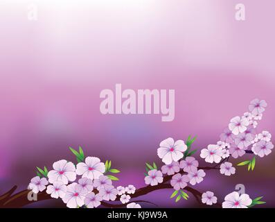 Illustration of a lavender stationery with flowers Stock Vector