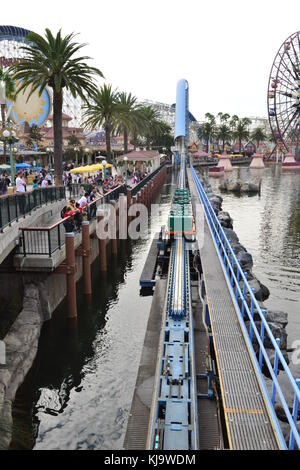 A roller coaster in the process of launching Stock Photo