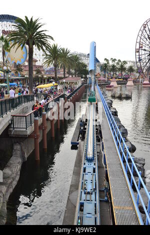 A roller coaster in the process of launching Stock Photo