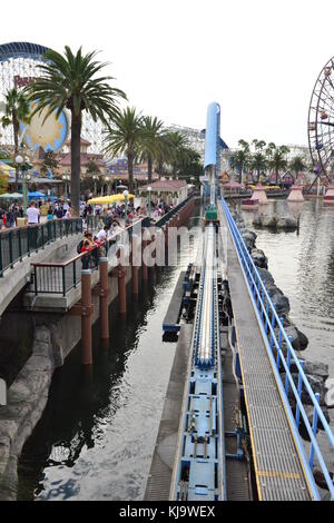 A roller coaster in the process of launching Stock Photo