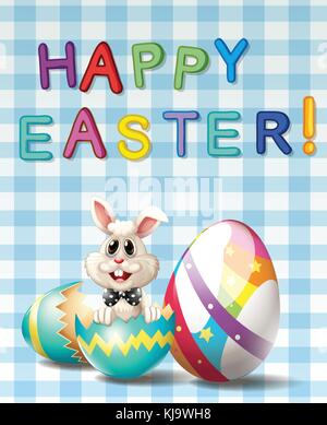Illustration of a cracked Easter egg with a bunny Stock Vector