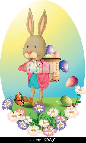 Bunny Carrying Easter Egg Isolated Coloring Page Stock Vector Image ...