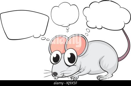 Illustration of a white mouse with empty callouts on a white background Stock Vector