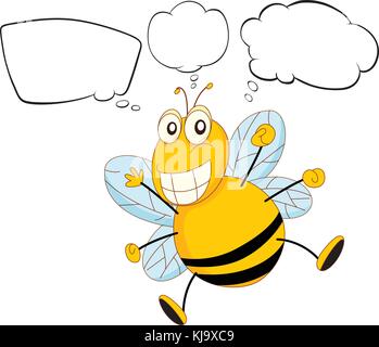 Illustration of a bee with empty callouts on a white background Stock Vector