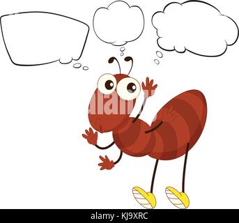 Illustration of the blank callouts and the ant on a white background Stock Vector