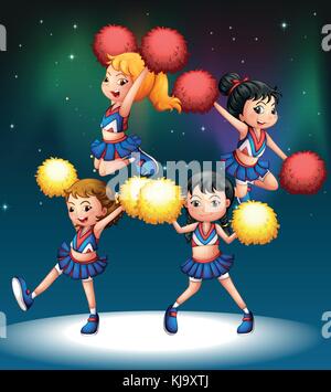 Illustration of the four cheerdancers Stock Vector