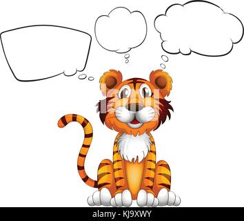 Illustration of a tiger with empty callouts on a white background Stock Vector