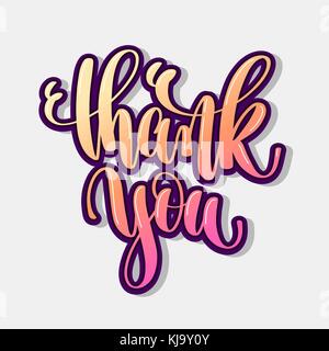 thank you hand lettering positive quote, calligraphy Stock Vector