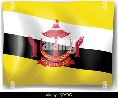 Illustration of the flag of Brunei on a white background Stock Vector