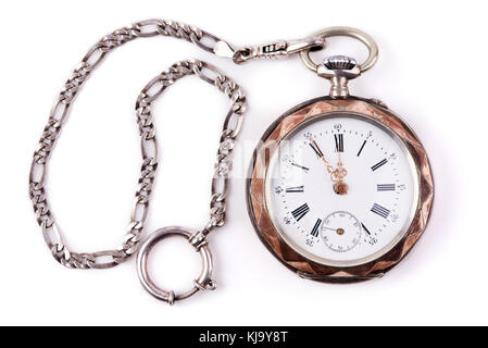 Old fob watch isolated on white background Stock Photo