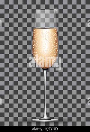 Filled champagne glass on Transparent Background. Vector Illustration. Stock Vector