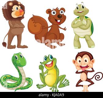 Set Of Snake Characters Isolated On Black Background. Vector Cartoon 