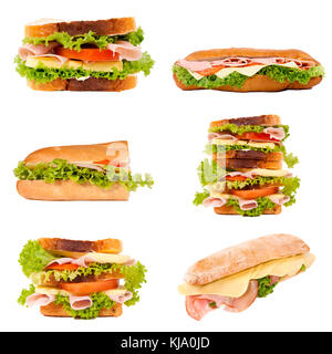 Tasty sandwiches isolated on white Stock Photo