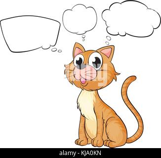 Illustration of a brown cat with empty thoughts on a white background Stock Vector