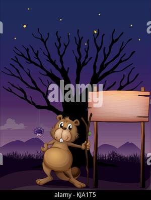 Illustration of a beaver and the signboard Stock Vector Image & Art - Alamy