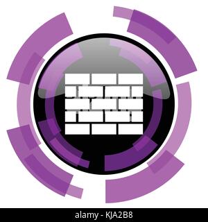 Firewall pink violet modern design vector web and smartphone icon. Round button in eps 10 isolated on white background. Stock Vector