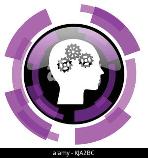Head pink violet modern design vector web and smartphone icon. Round button in eps 10 isolated on white background. Stock Vector