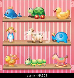 Illustration of a collection of the colorful toys Stock Vector
