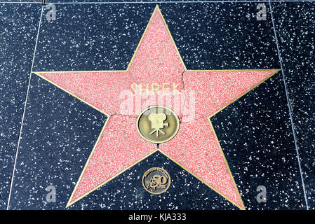 HOLLYWOOD, CA - DECEMBER 06: Shrek  star on the Hollywood Walk of Fame in Hollywood, California on Dec. 6, 2016. Stock Photo
