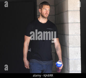 LOS ANGELES, CA - JUNE 23: Calvin Harris hits the gym after his split from Taylor Swift. Adam Richard Wiles, known professionally as Calvin Harris, is a Scottish DJ, record producer, singer, songwriter and remixer on June 23, 2016 in Los Angeles, California.  People:  Calvin Harris Stock Photo