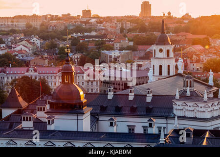 Architecture of Vilnius. Aerial panorama of Vilnius at sunset. Vilnius, Lithuania. Stock Photo