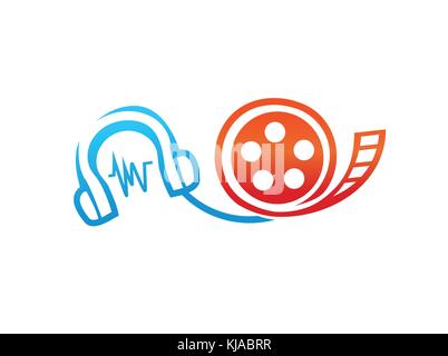 audio to video converter symbol, headphone with videotape film, icon  design, isolated on white background Stock Vector Image & Art - Alamy