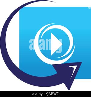 replay video symbol, play sign with arrow, symbol design, isolated on white background. Stock Vector