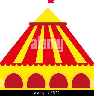 Circus pavilion, yellow tent icon flat style , isolated on white background. Vector illustration. Stock Vector